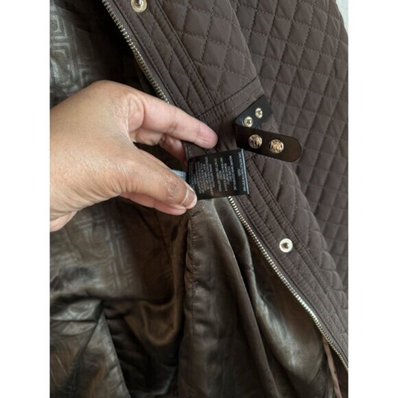 Ivanka Trump Women’s Brown Faux Fur Full Zip Quilted Hooded‎ Jacket Size Medium - Picture 13 of 15
